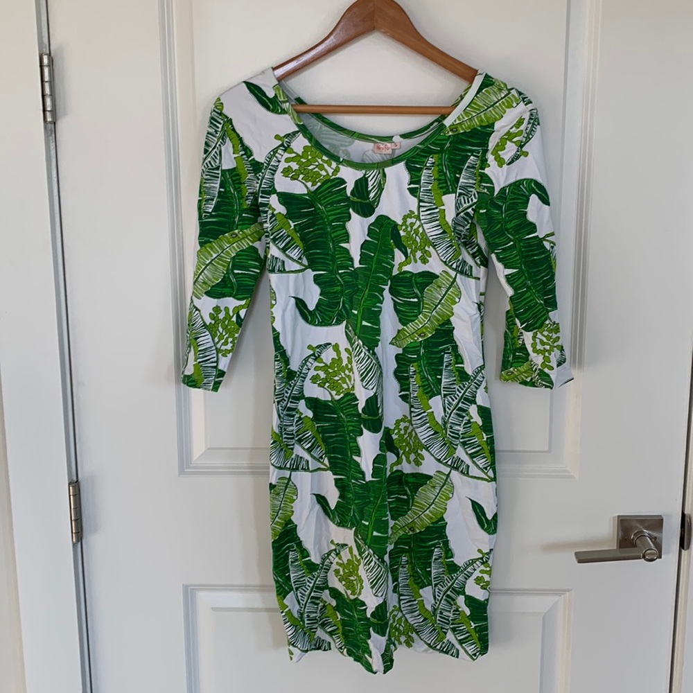 Persifor Green/white palm print dress size small